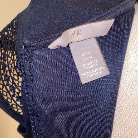 Navy Blue A Line Dress. Cutout/Lace Detail. H&M. Size Medium - Picture 6 of 10